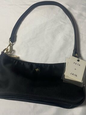 Peta + Jain Black Shoulder Bag with Gold Hardware